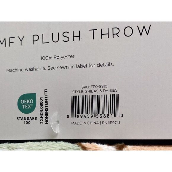 Cozy Companions Shiba Inu And Daisies Comfy Plush Soft Throw Blanket 60x70” NEW - Picture 9 of 12